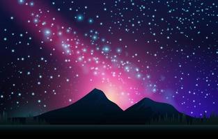 berg med Vintergatan bakgrund vektor