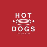 Hot-Dog-Logo-Design-Vorlage. vektor frisches und schmackhaftes konzept für café, stall, bar, restaurant.