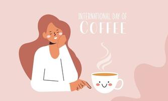 internationaler tag der kaffeeillustration hand gezeichneter vektor