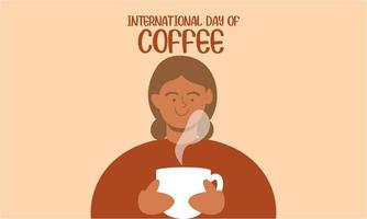 internationaler tag der kaffeeillustration hand gezeichneter vektor