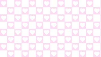 niedliche kleine pastellrosa und weiße Karos, Gingham, Plaid, Schachbrett mit niedlicher kleiner Herzhintergrundillustration, perfekt für Banner, Tapeten, Hintergrund, Postkarte, Hintergrund vektor