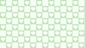 niedliche kleine grüne Dame, Gingham, Plaid, Schachbrett mit niedlicher kleiner Herzhintergrundillustration, perfekt für Banner, Tapeten, Hintergrund, Postkarte, Hintergrund vektor