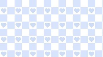 niedliche pastellblaue und weiße Karos, Gingham, Plaid, Schachbrett mit niedlicher kleiner Herzhintergrundillustration, perfekt für Banner, Tapeten, Hintergrund, Postkarte, Hintergrund vektor