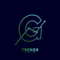 dynamischer Gliederungsbuchstabe g Trends Statistik-Vektor-Logo-Design vektor
