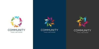 Community-Logo mit kreativem Konzept-Premium-Vektor vektor