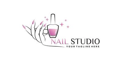 Nagellack oder Nagelstudio-Logo-Design mit kreativem Element und einzigartigem Konzept-Premium-Vektor vektor