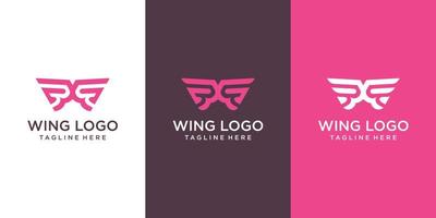 vinge logotyp design med modern kreativ begrepp premie vektor