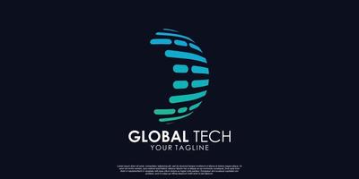 Premium-Vektor für globales Tech-Logo-Design vektor