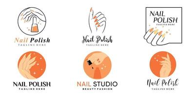 Set aus Nagellack-Symbol-Logo mit kreativem Element und modernem Konzept-Premium-Vektor vektor