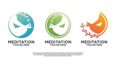 Meditationsleben-Logo-Design-Premium-Vektor vektor