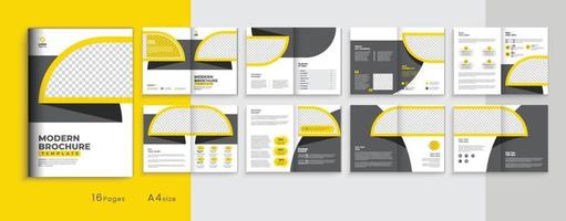 Firmenprofil a4 mehrseitige Geschäftsbroschüren-Vorlage Layout-Design, 16 Seiten Geschäftsprofil-Broschüren-Design, moderne zweifach gefaltete Broschüre vollständig bearbeitbare Vorlage vektor