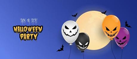 halloween mit gruseligem ballon unter dem mondlicht. Banner-Halloween-Design