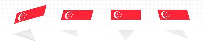 Flagge von Singapur im modernen abstrakten Design, Flaggensatz. vektor