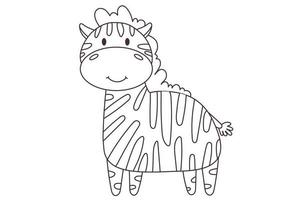 Vektor-Cartoon-Doodle-Zebra. afrikanisches Tier. lustige nette Giraffe. lustiges süßes zebra. Entzückendes kleines afrikanisches Tier für Modedruck, Kinderbekleidung, Kindergarten, Poster, Einladung, Grußkartendesign vektor