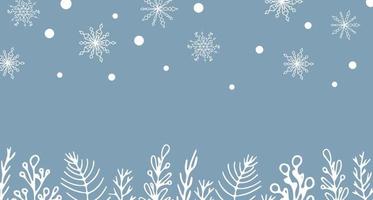 schöner satz weißer botanischer elemente weihnachtsbaum, beeren für winterdesign. sammlung von weihnachtsneujahrselementen. gefrorene Silhouetten von Kristallzweigen auf blauem Hintergrund. vektor