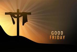 god fredag jesus på kors på solnedgång bakgrund vektor