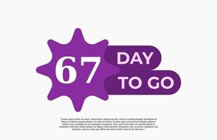 67 dag till gå. erbjudande försäljning företag tecken vektor konst illustration med fantastisk font och trevlig lila vit Färg