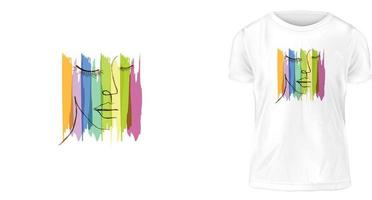 T-Shirt-Designkonzept, Pinselzeichnung weiblich mit Farbspritzer vektor
