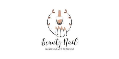 Beauty-Nagel-Logo-Design für Maniküre und Pediküre mit kreativem Konzept-Premium-Vektor vektor
