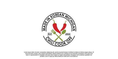 Chili Cook Logo Design einzigartiges Konzept Premium-Vektor vektor