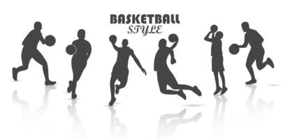 Basketball-Sportspieler-Sammlung, Basketball-Spielstil-Silhouette-Design-Vektor vektor