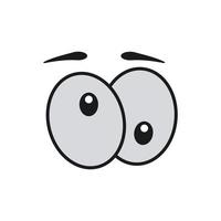 Comic-Augen-Cartoon-Vektor-Illustration Ausdruckszeichen-Symbol. Gesicht Emotion Element Symbol Spaß. süße und fröhliche Augenbrauen-Humor-Look-Person. Augapfel Emoticon aussehende Kunst isoliert weißes und menschliches Zeichen vektor