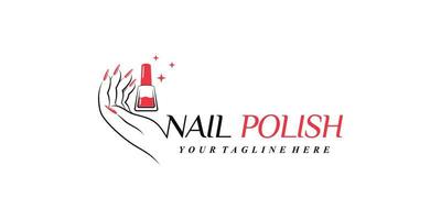 Nagellack oder Nagelstudio-Logo-Design mit kreativem Element und einzigartigem Konzept-Premium-Vektor vektor