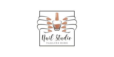Nagellack oder Nagelstudio-Logo-Design mit kreativem Element und einzigartigem Konzept-Premium-Vektor vektor