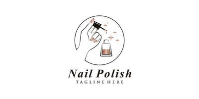 Nagellack oder Nagelstudio-Logo-Design mit kreativem Element und einzigartigem Konzept-Premium-Vektor vektor