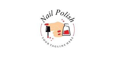 Nagellack oder Nagelstudio-Logo-Design mit kreativem Element und einzigartigem Konzept-Premium-Vektor vektor