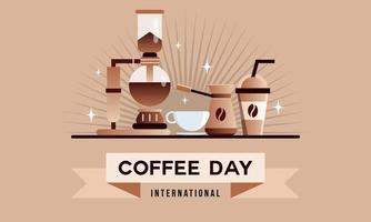 internationaler tag des kaffeehintergrundes, kaffeetassenlogo vektor