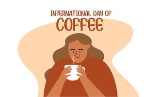 internationell dag av kaffe illustration hand dragen vektor