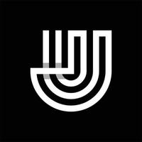 brev uj ju linje monogram modern logotyp vektor