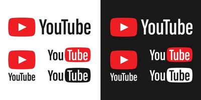 youtube social media logo schwarz-weißer hintergrund. vektor