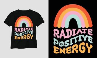 vågig retro häftig t-shirt design utstråla positiv energi vektor