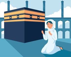 islamische pilgerfrau betet vektor