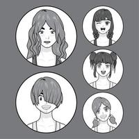 Reihe von Manga-Mädchen vektor