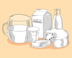 sechs Milchprodukte vektor