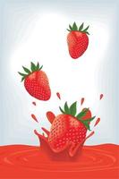 Erdbeeren realistisches Fruchtposter vektor
