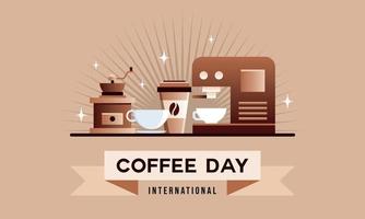 internationaler tag des kaffeehintergrundes, kaffeetassenlogo vektor