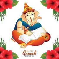 Lycklig ganesh chaturthi indisk religiös festival kort illustration bakgrund vektor