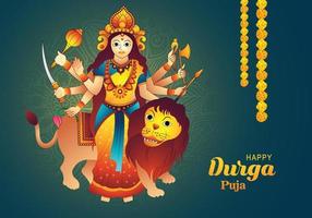 schöne illustration durga puja festival kartenhintergrund vektor