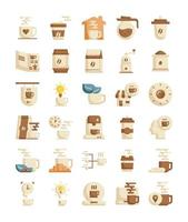 Kaffee-Flat-Web-Icon-Pack vektor