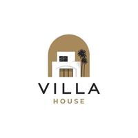 moderner Minimalist des Hauses. Gebäudehülle einer zeitgenössischen Villa. Immobilien-Logo. Vektor-Illustration isoliert auf weißem Hintergrund vektor