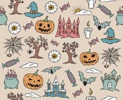 halloween symboler handritade illustrationer vektor