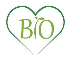 Bio-Logo mit Herz grün, organisch - Vektor