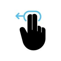 två finger gest slägga till vänster, vektor, illustration. vektor