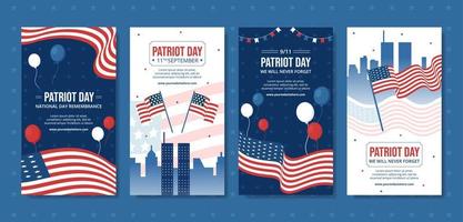 patriot dag USA firande social media berättelser mall hand dragen tecknad serie platt illustration vektor
