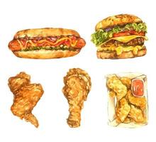 fast-food-illustration wtaercolor clipart vektor