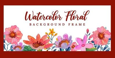 akvarell blommig banner bakgrundsram vektor